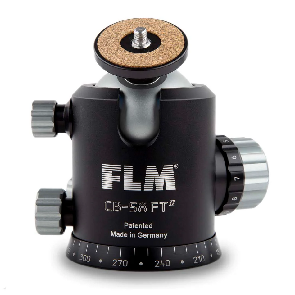 FLM CB-58FTR II Professional Ball Head 58mm with Friction Memory Lock 15 Deg. Stop Pan and Tilt Lock