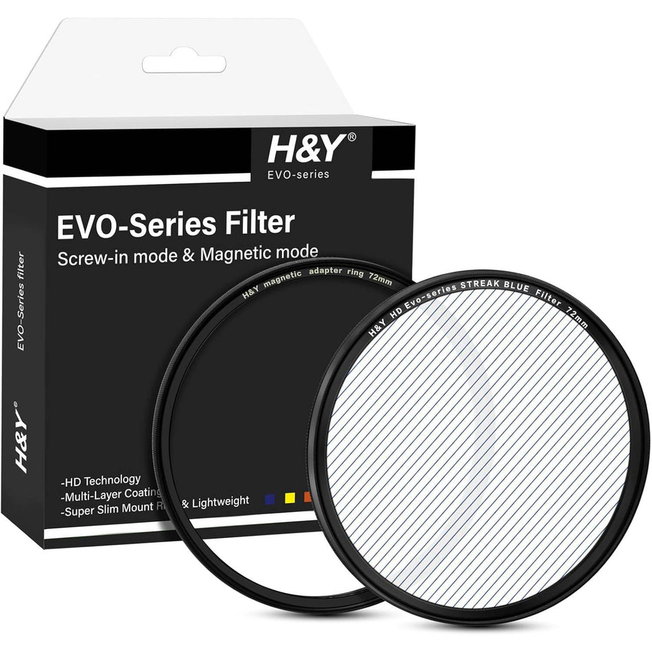 H&Y Filters HD EVO-Series Magnetic Blue Streak Filter & Adapter Ring - 72mm