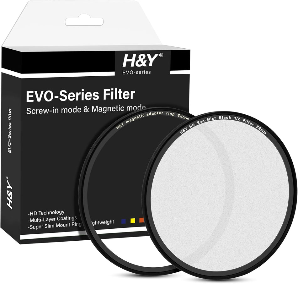 H&Y Filters HD EVO-Series Magnetic Black Mist (1/2) Filter & Adapter Ring - 82mm