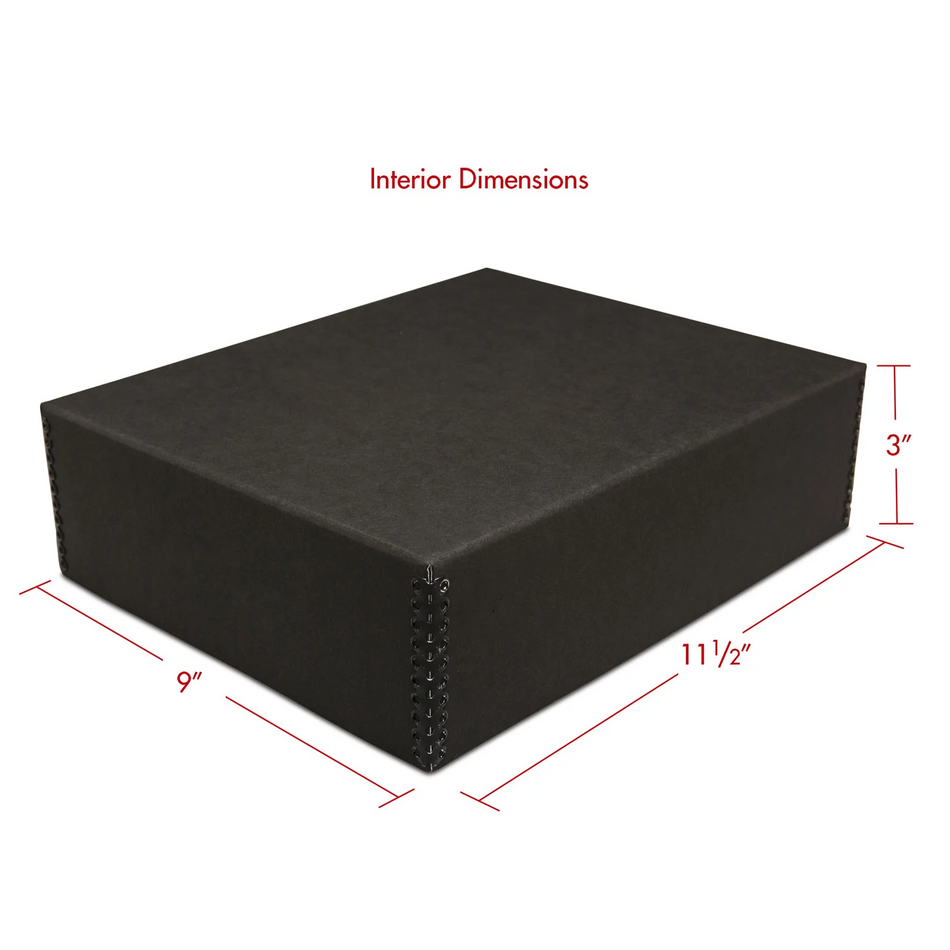 Print File BDF8113 Black Drop-Front Metal Edge Archival Box 9x11-1/2x3