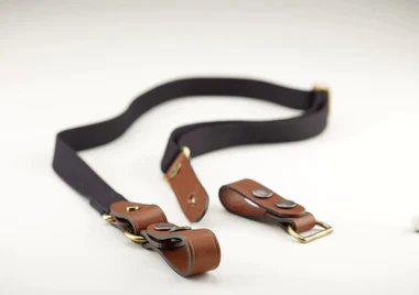 Billingham HP Shoulder Sling 38mm - Black / Tan Leather (Brass Studs)