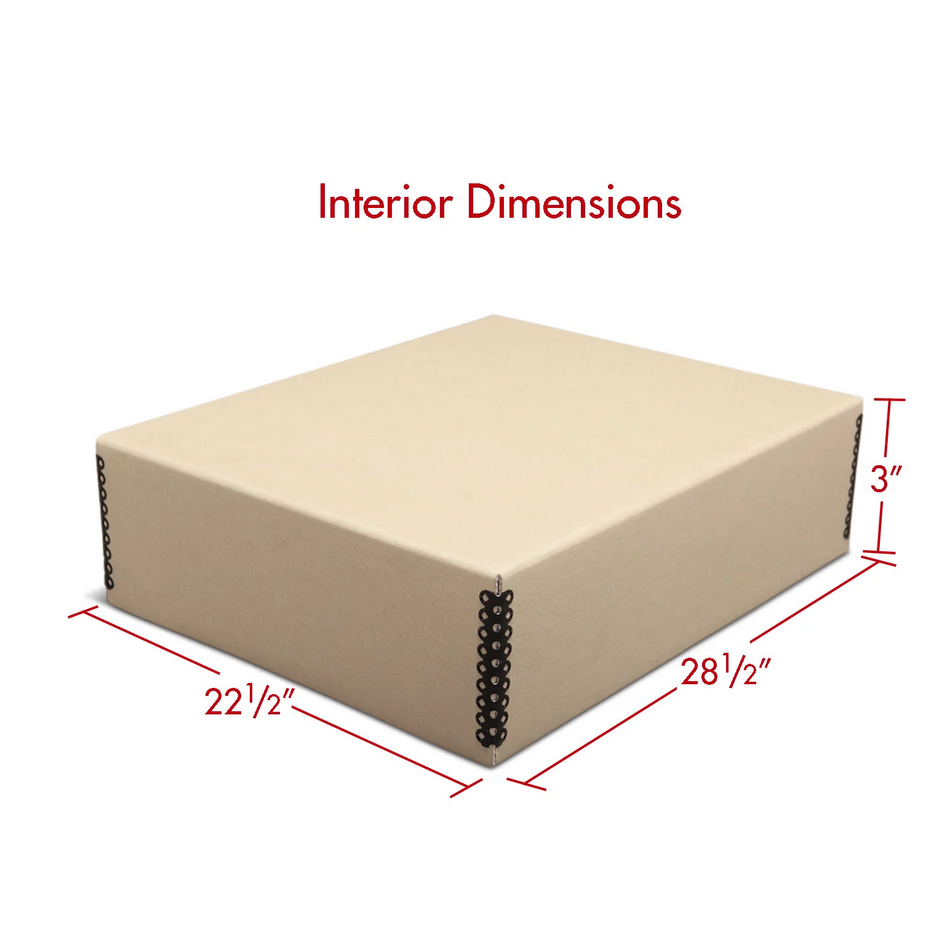 Print File TDF22283 Tan Drop-Front Metal Edge Archival Box 22-1/2x28-1/2x1-1/2