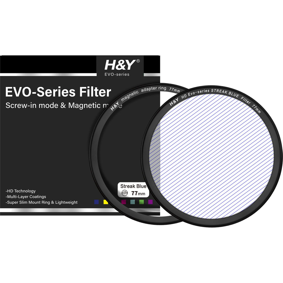 H&Y Filters HD EVO-Series Magnetic Blue Streak Filter & Adapter Ring - 77mm